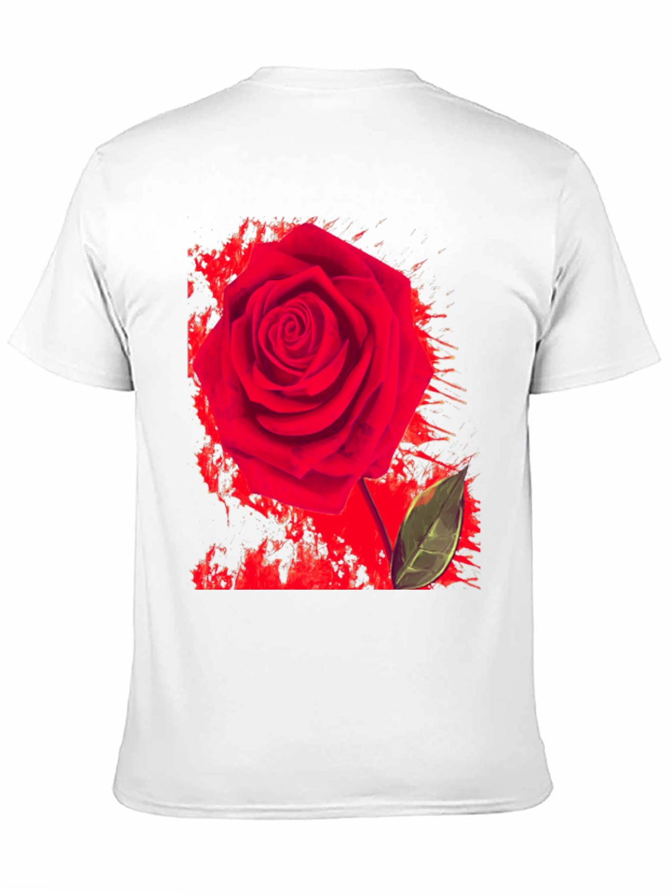 Red Rose Graphic Print T-Shirt - Casual Black Tee