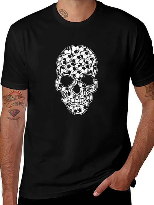 Soccer Ball Skull Graphic T-Shirt - Black