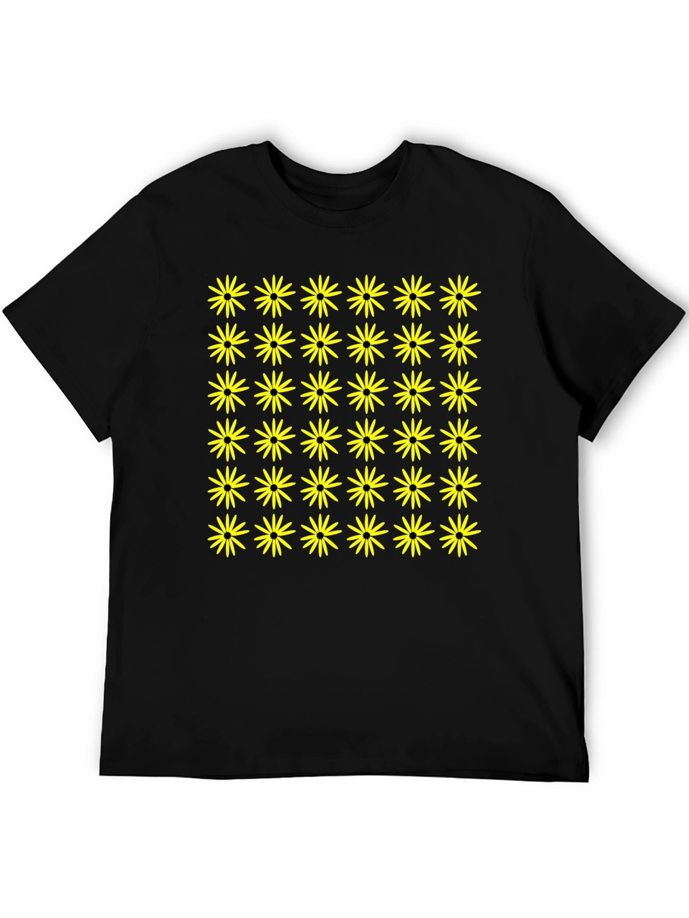 Black T-Shirt with Yellow Flower Pattern