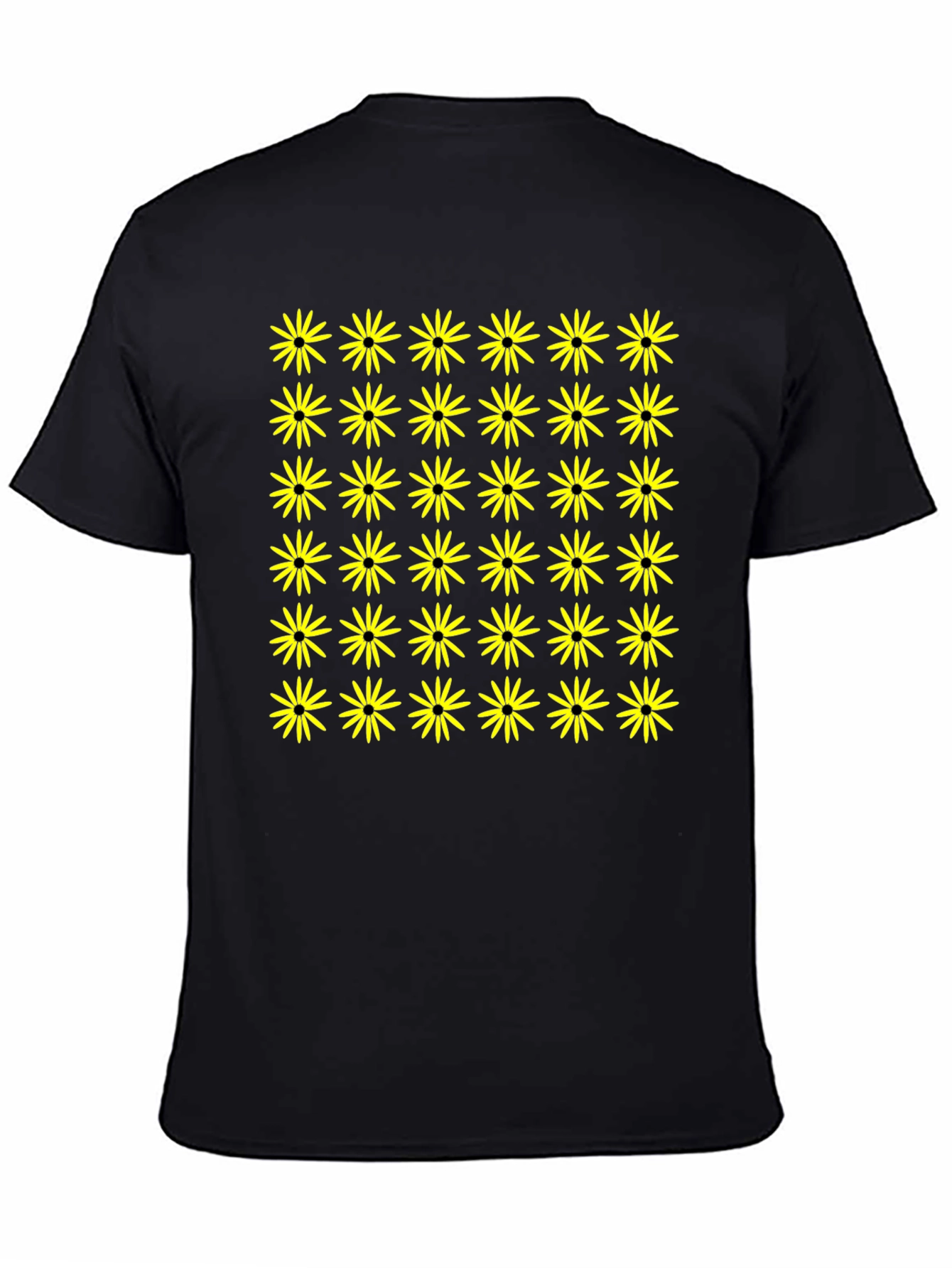 Black T-Shirt with Yellow Flower Pattern