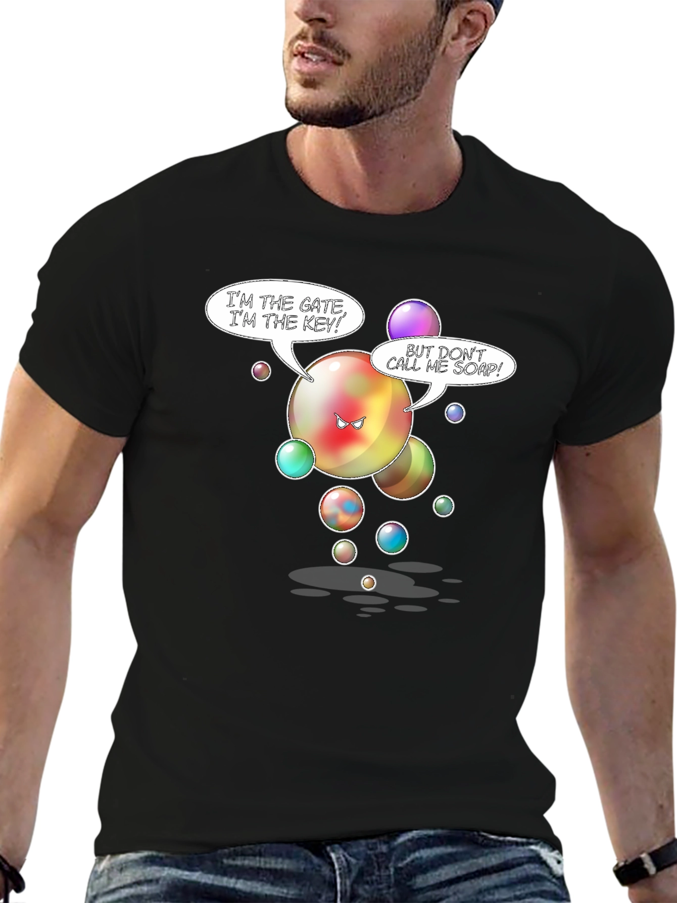 Gate Key Bubble Humor Graphic T-Shirt