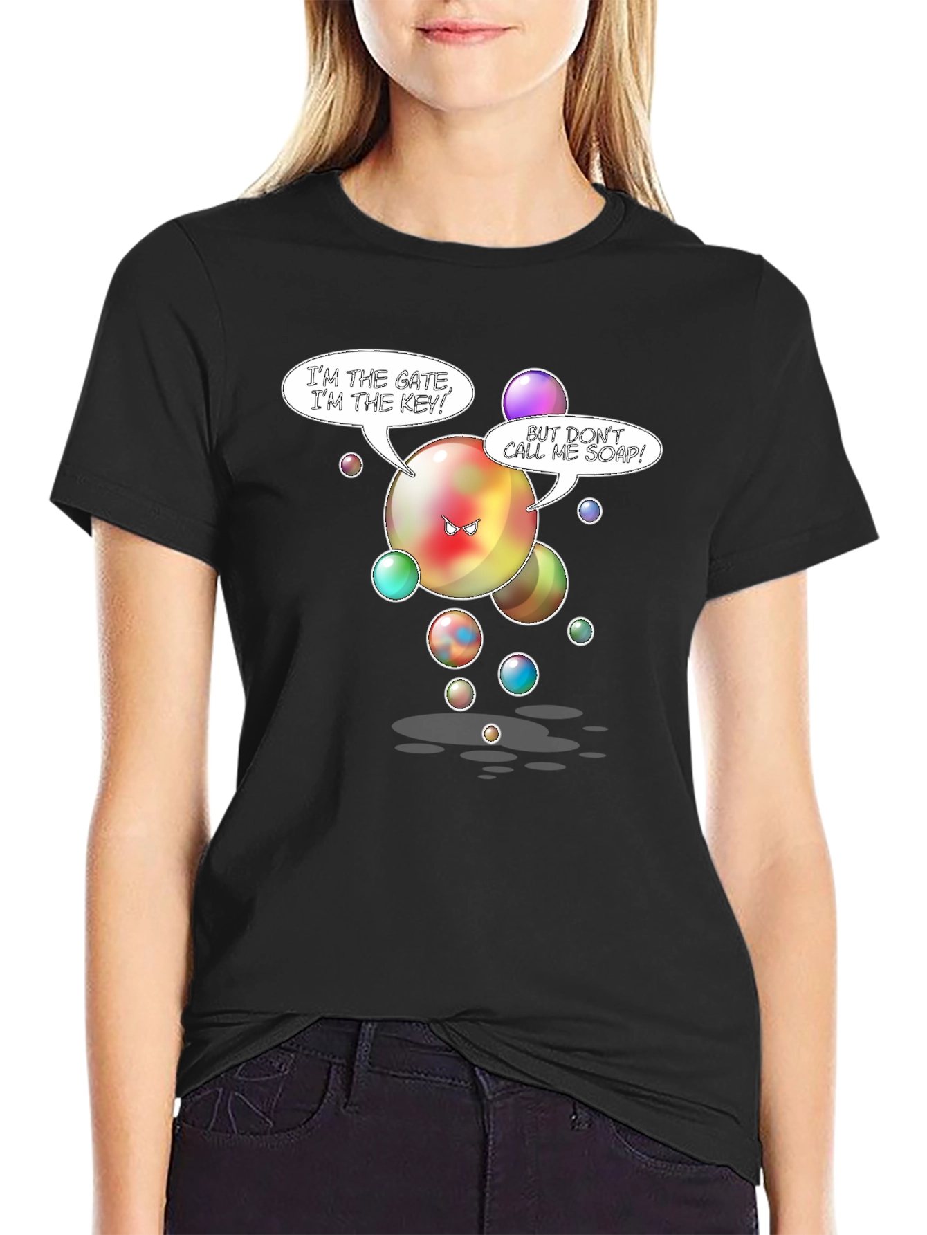 Gate Key Bubble Humor Graphic T-Shirt