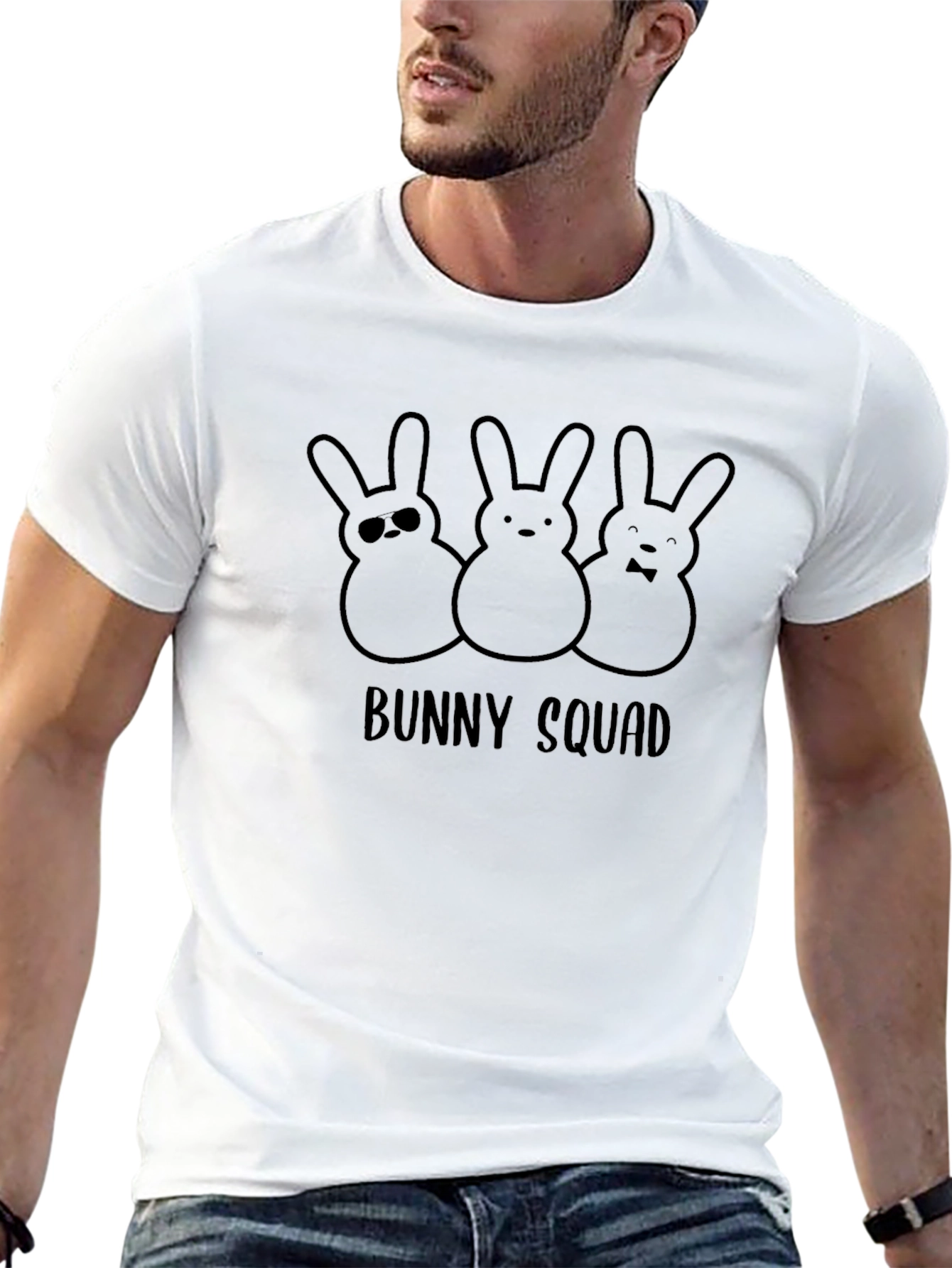 Bunny Squad Graphic Tee - Black Cotton T-Shirt
