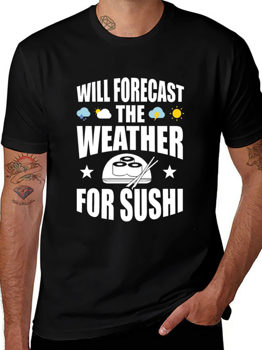 Funny Sushi Weather Forecast Graphic Tee - Black