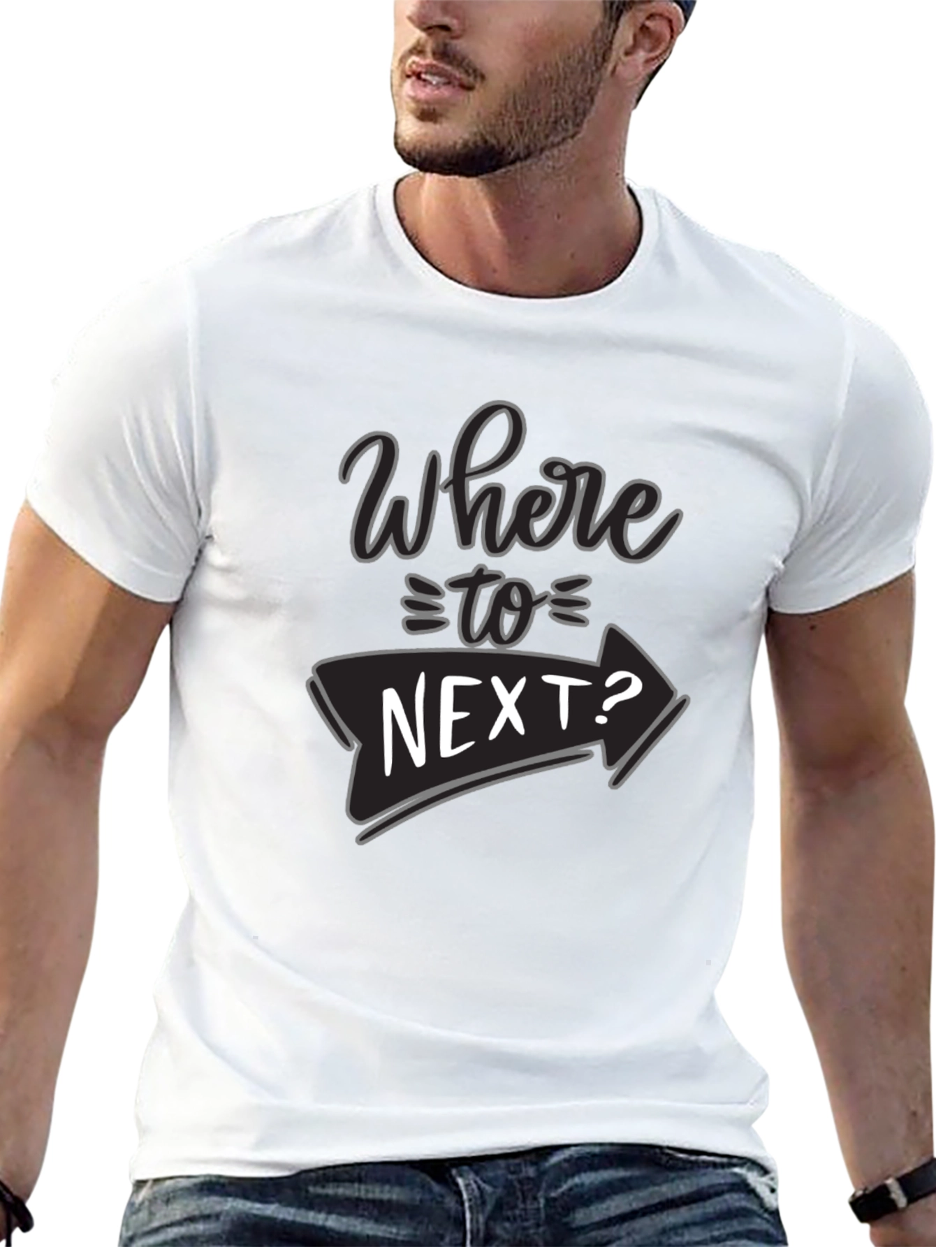 Where To Next? Black Graphic T-Shirt