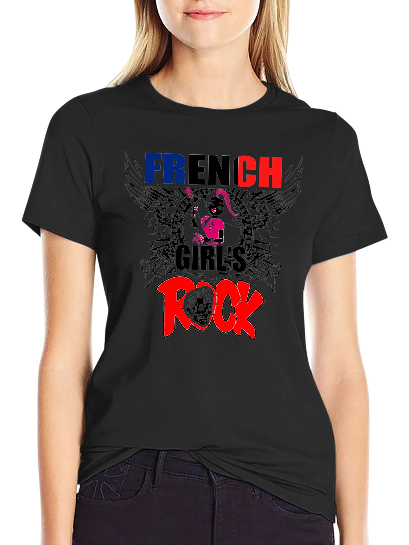 French Girls Rock T-Shirt - Black Graphic Tee