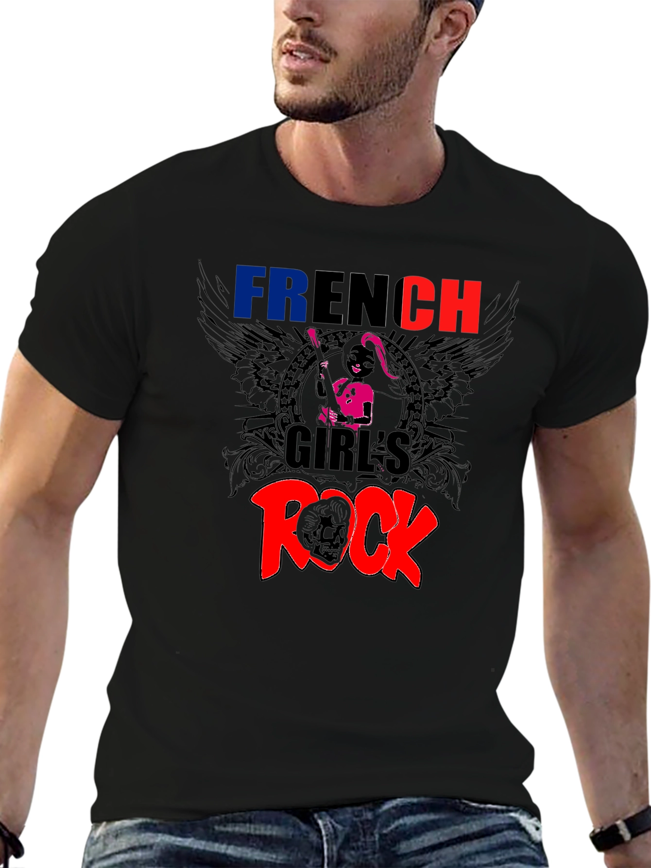 French Girls Rock T-Shirt - Black Graphic Tee