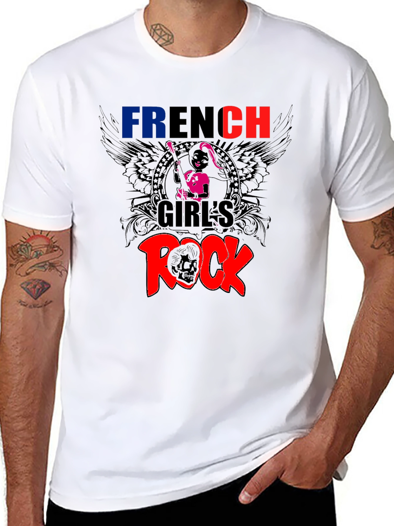 French Girls Rock T-Shirt - Black Graphic Tee