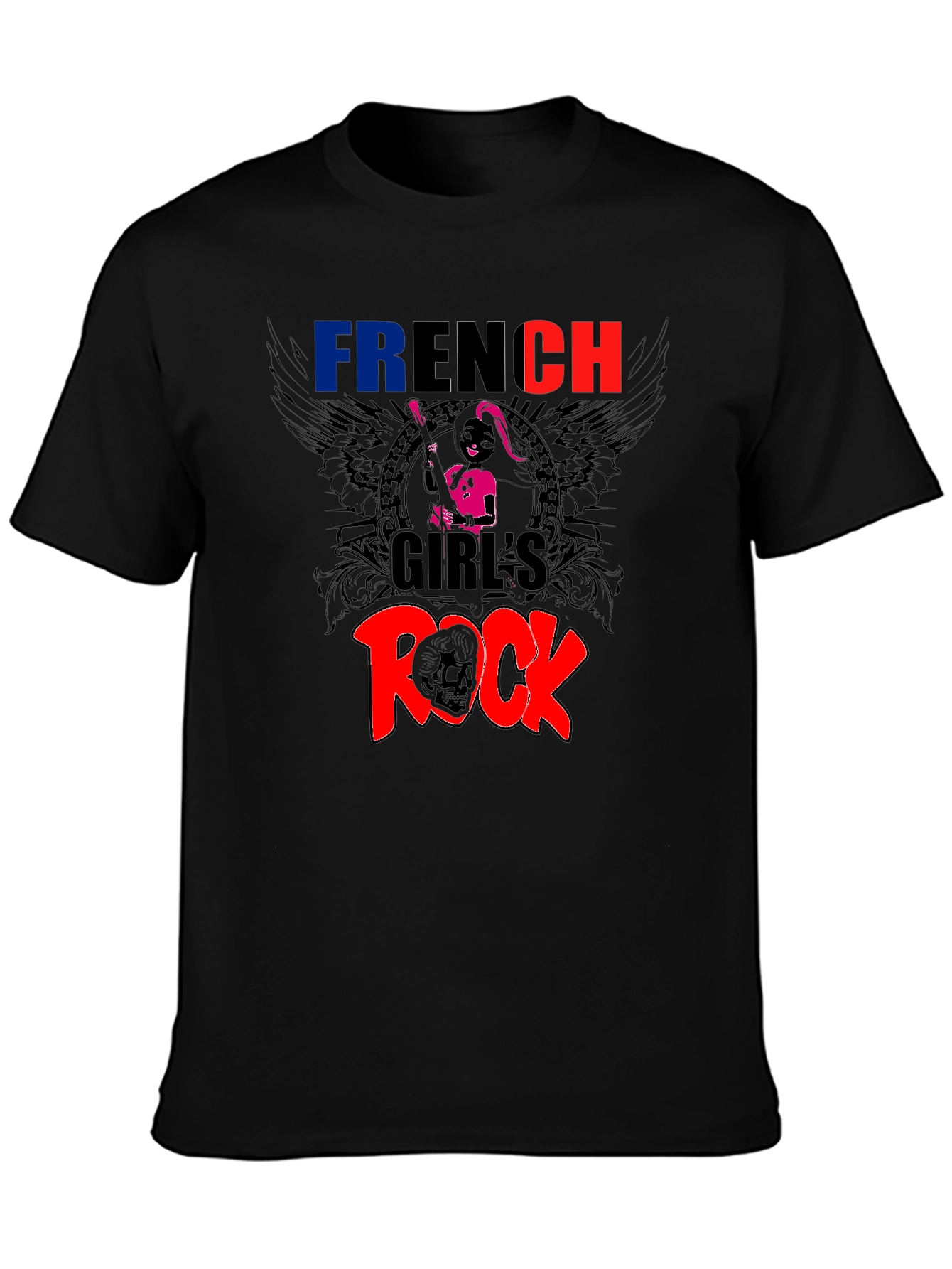 French Girls Rock T-Shirt - Black Graphic Tee