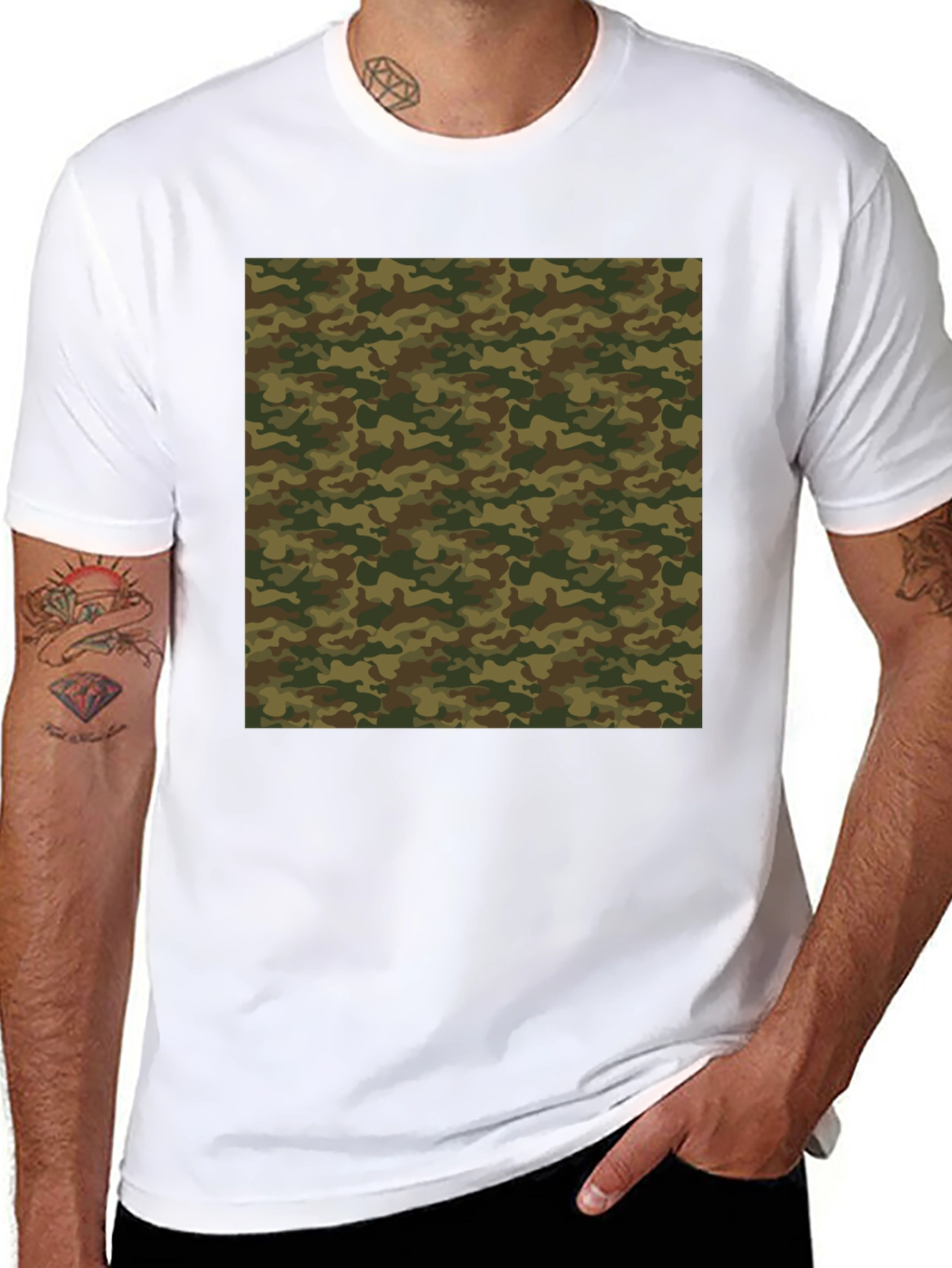 Camo Pattern Black T-Shirt - Stylish Casual Wear