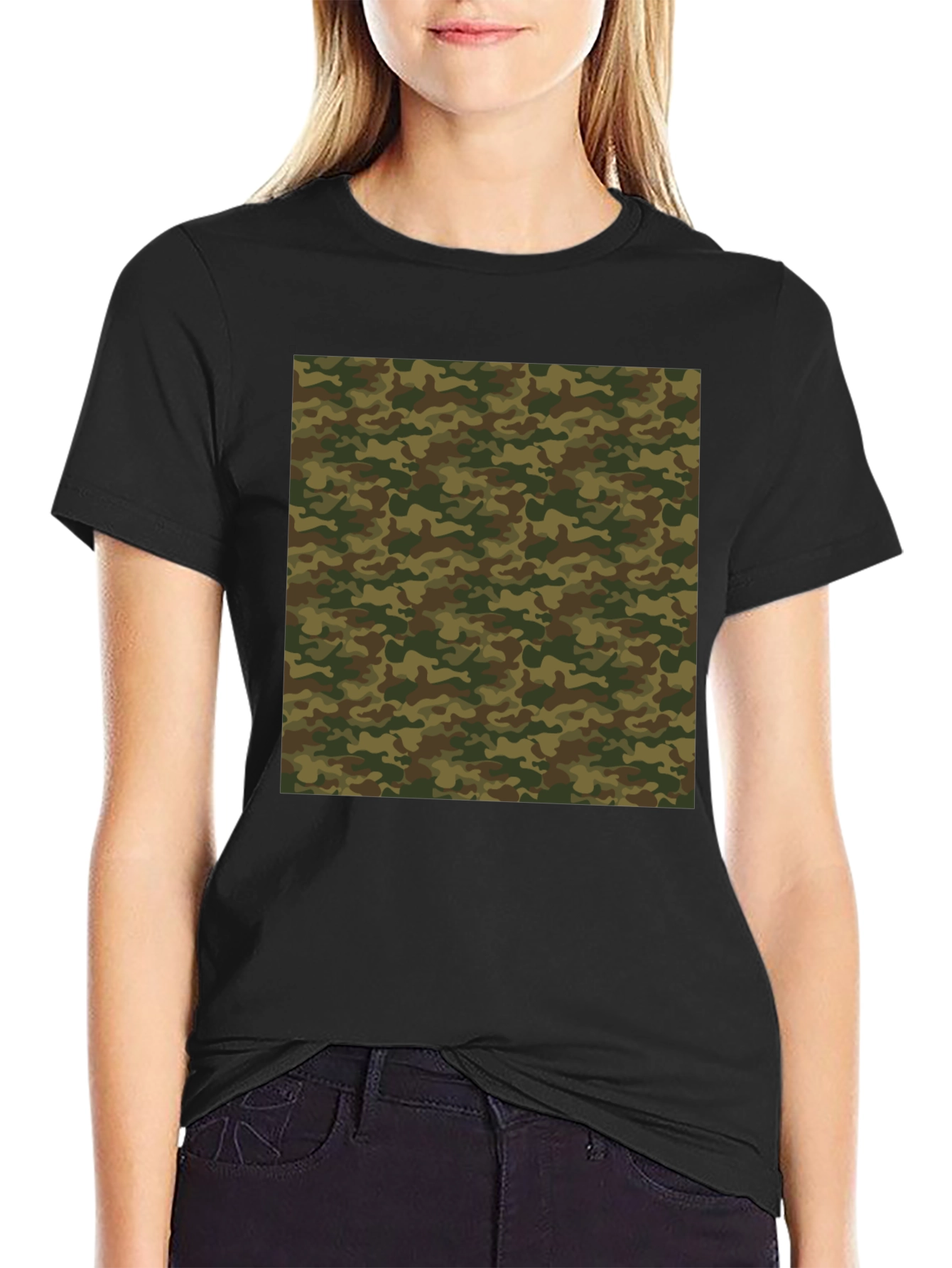 Camo Pattern Black T-Shirt - Stylish Casual Wear