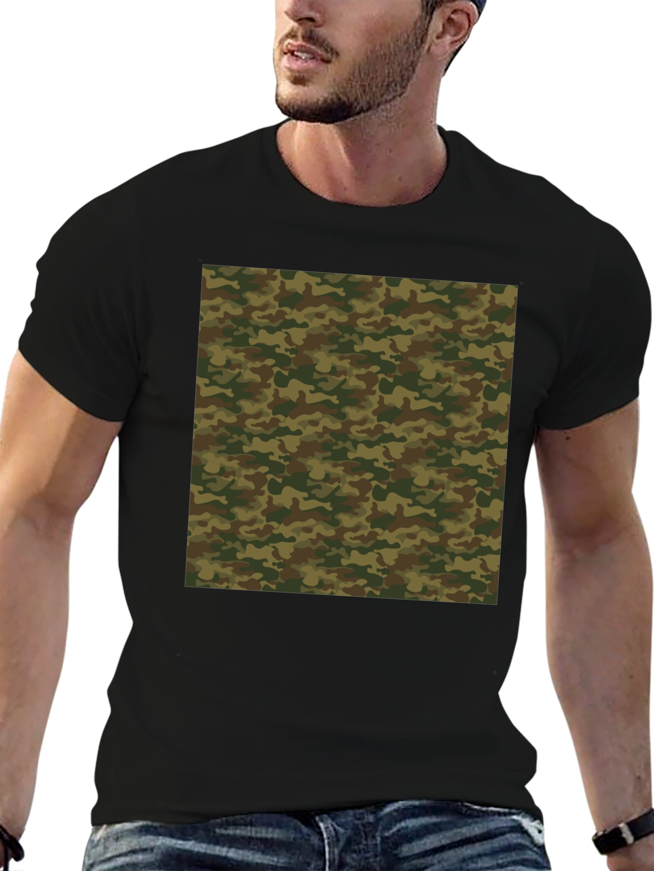 Camo Pattern Black T-Shirt - Stylish Casual Wear