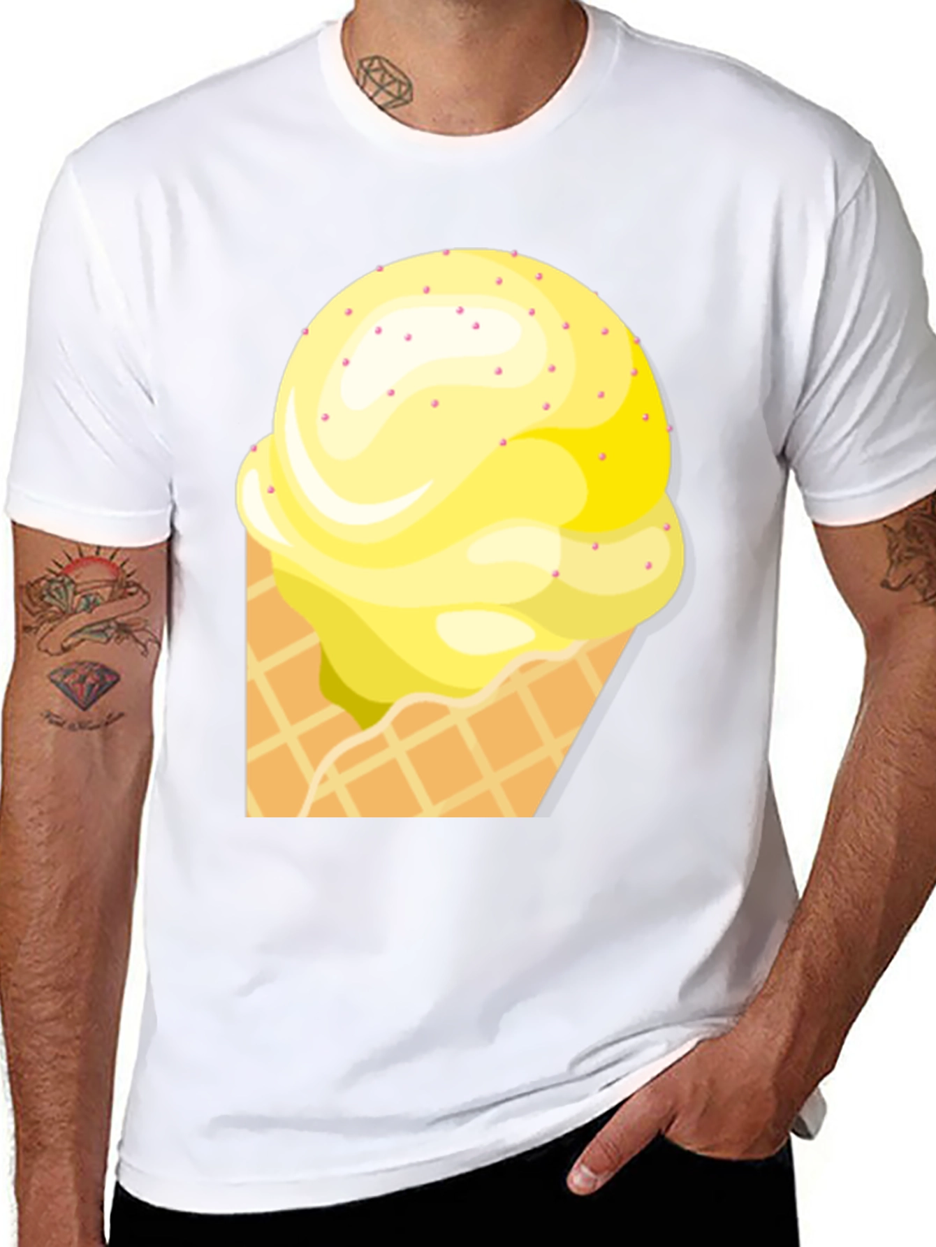 Ice Cream Cone Graphic Tee - Black