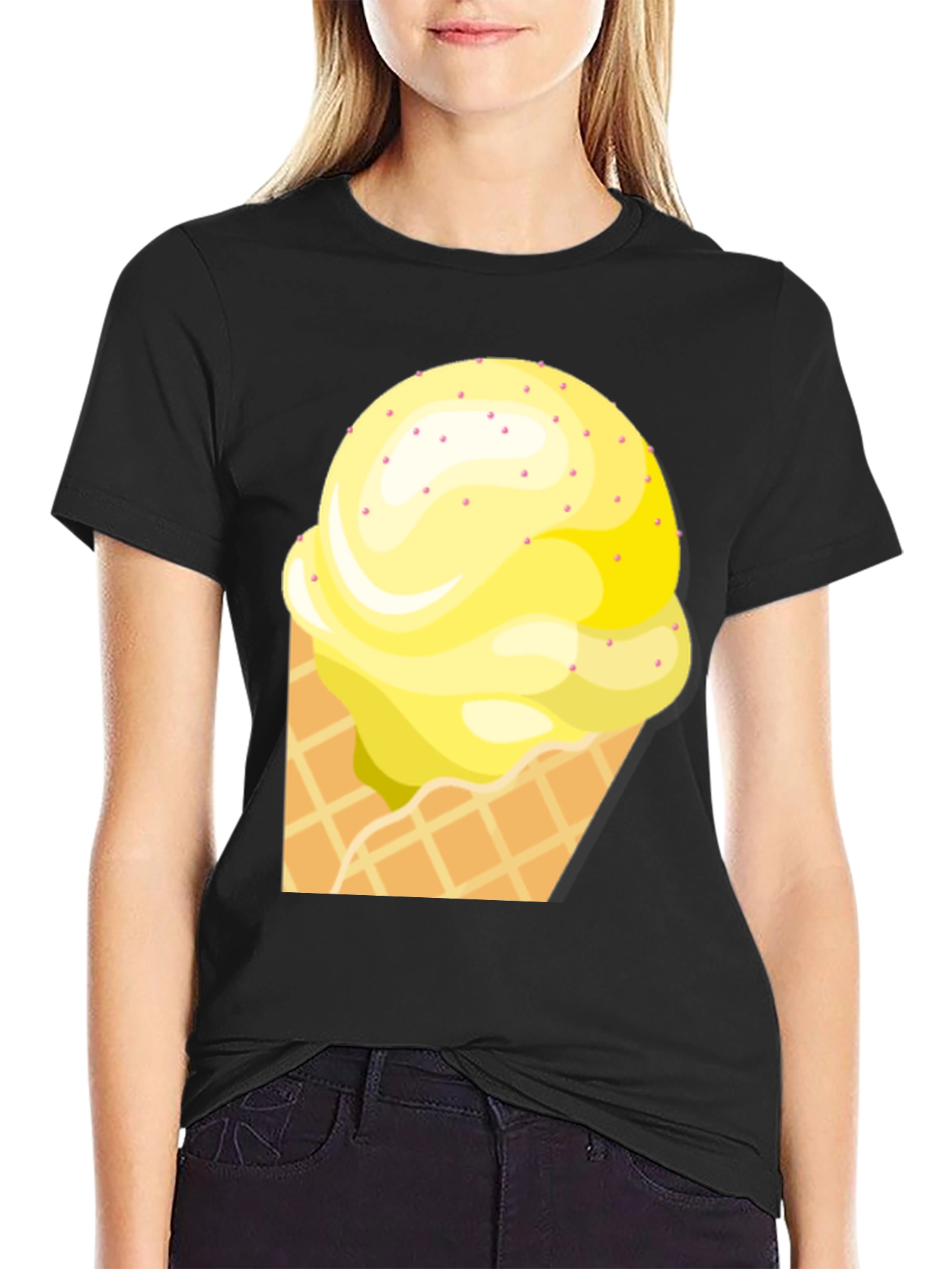 Ice Cream Cone Graphic Tee - Black
