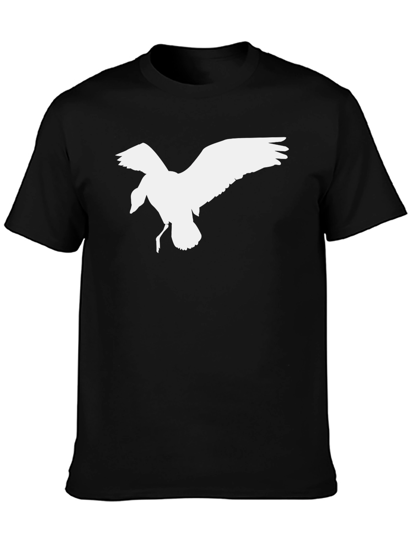Black T-Shirt with White Bird Graphic