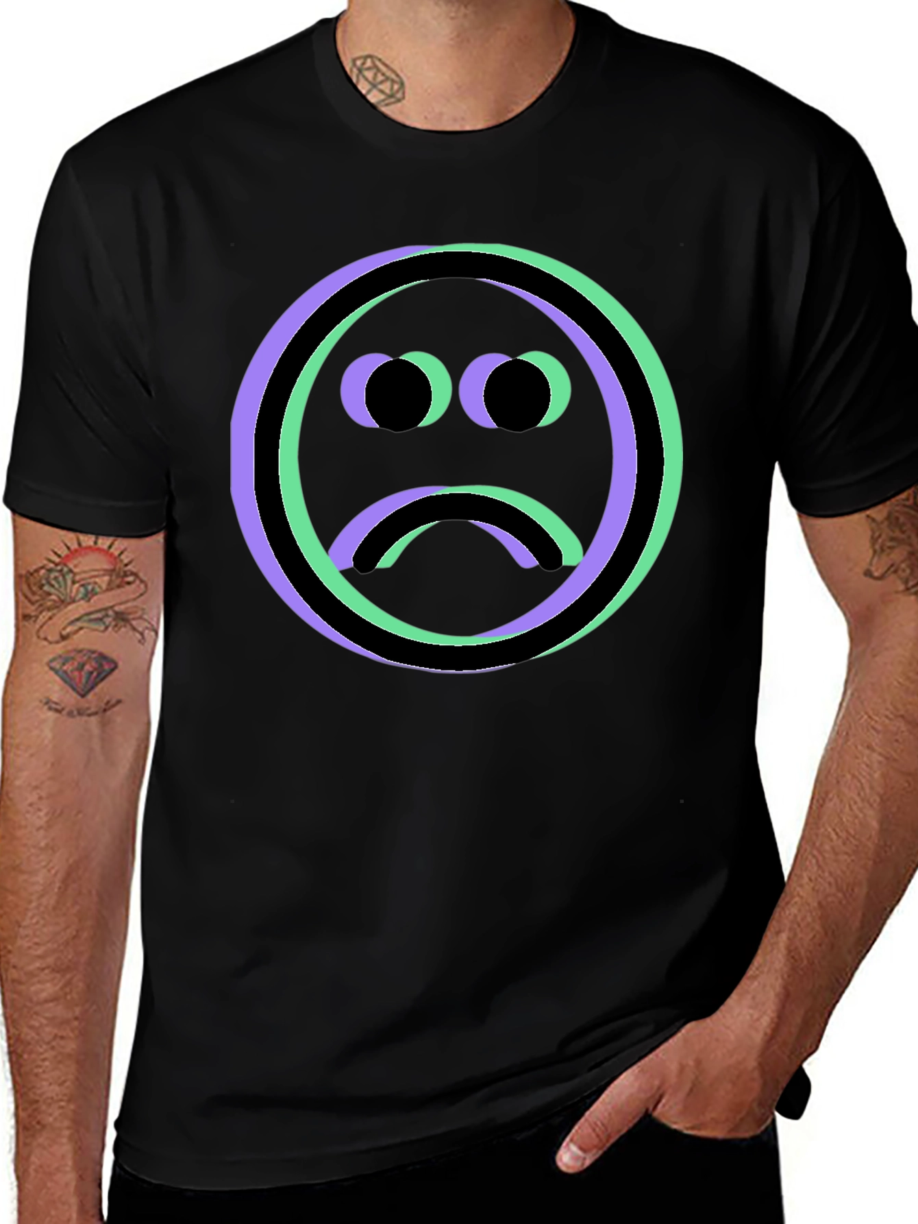 Sad Face Graphic Tee - Black Unisex T-Shirt