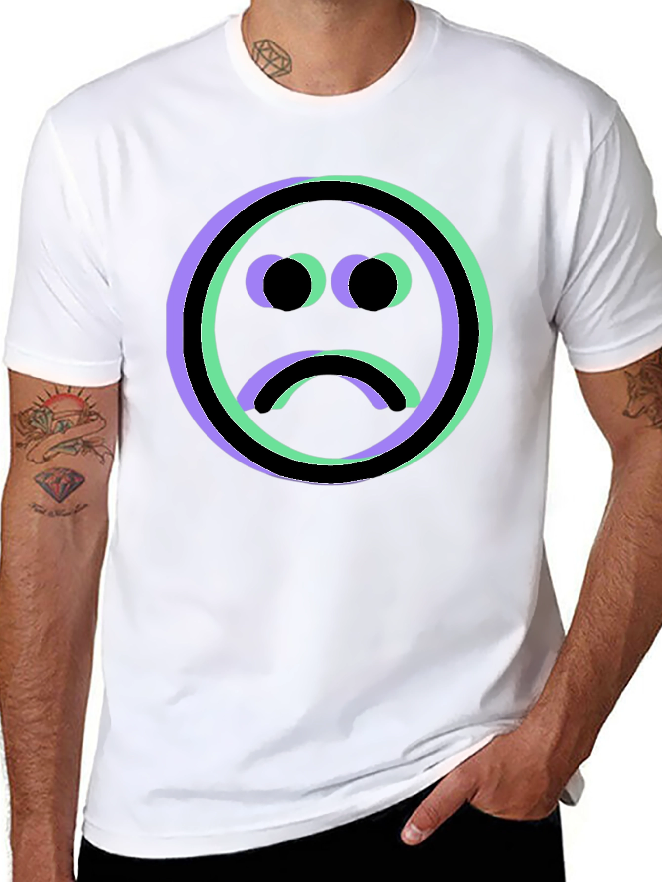 Sad Face Graphic Tee - Black Unisex T-Shirt