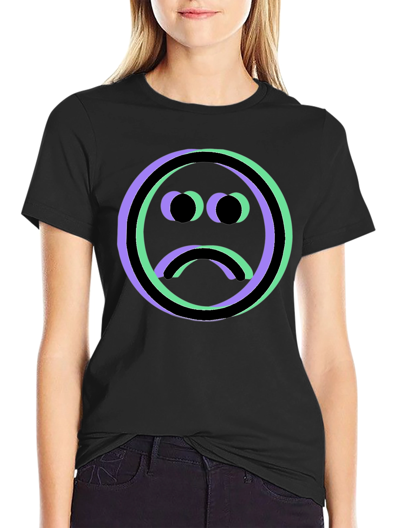 Sad Face Graphic Tee - Black Unisex T-Shirt