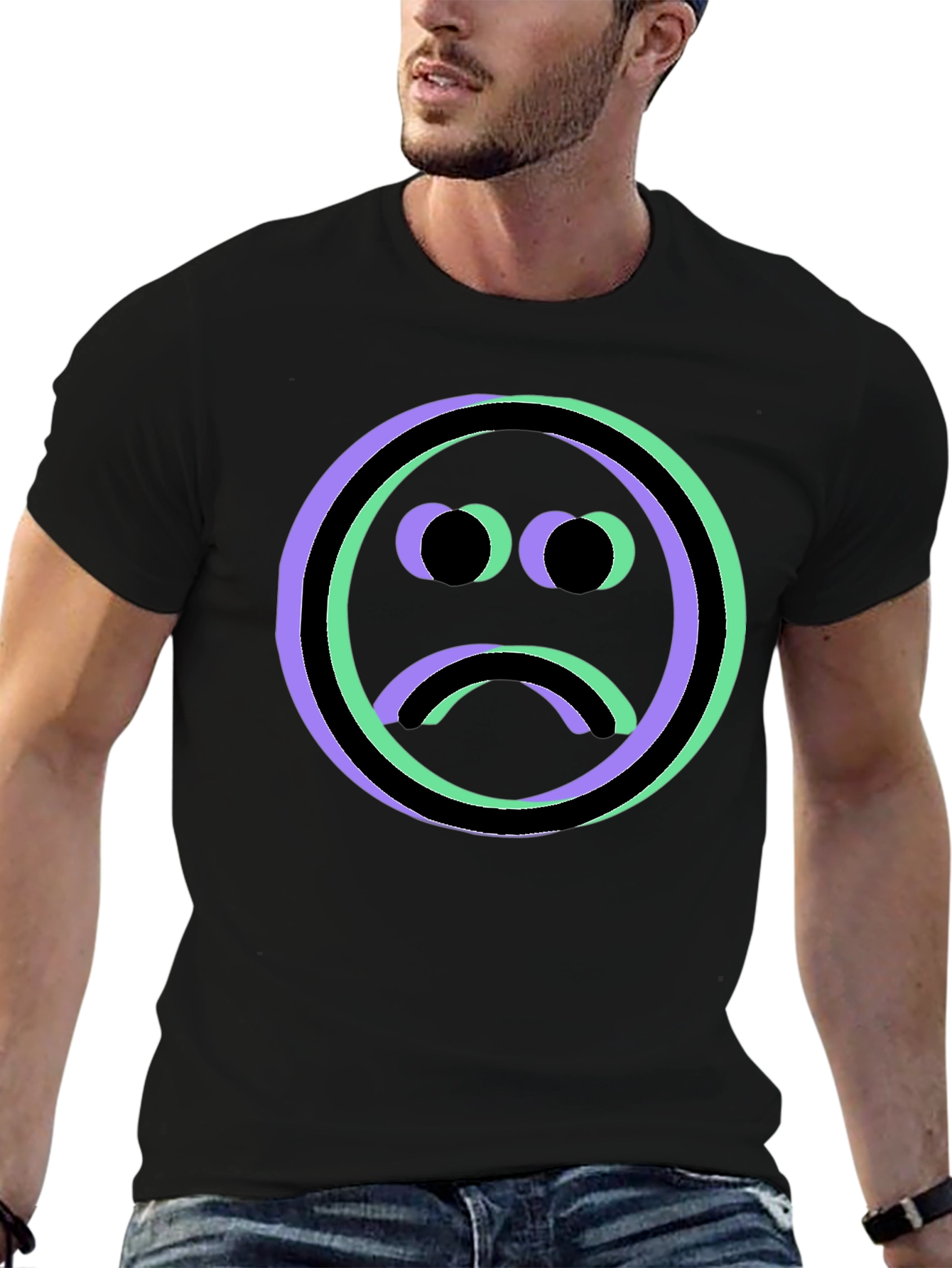 Sad Face Graphic Tee - Black Unisex T-Shirt