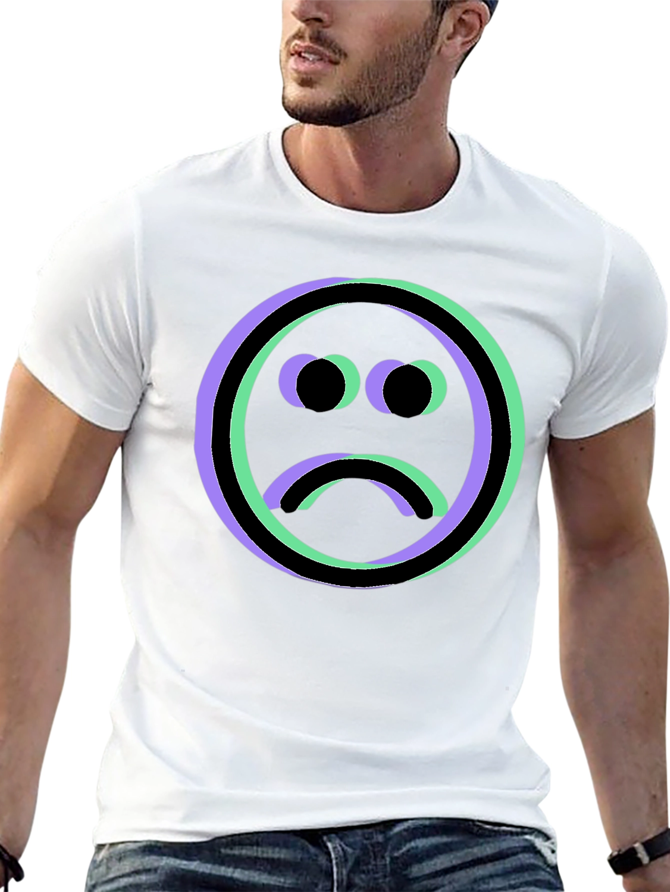 Sad Face Graphic Tee - Black Unisex T-Shirt