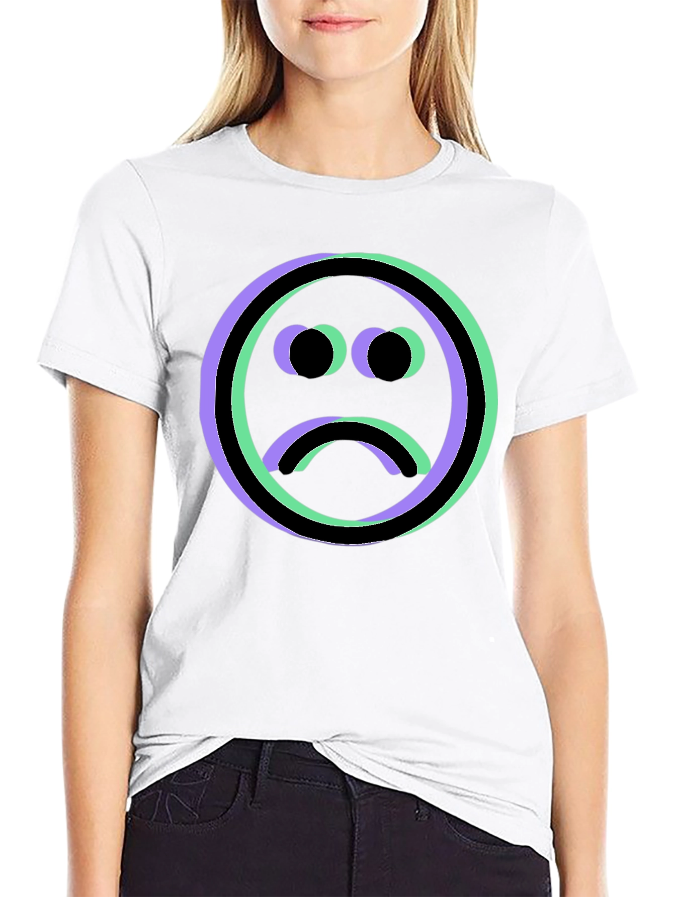 Sad Face Graphic Tee - Black Unisex T-Shirt