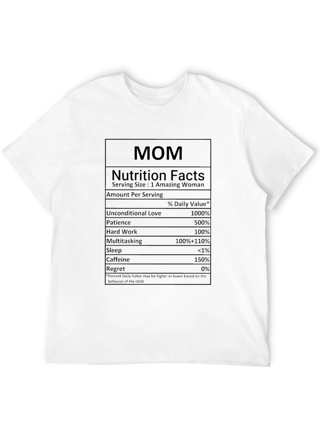 Mom Nutrition Facts Black T-Shirt