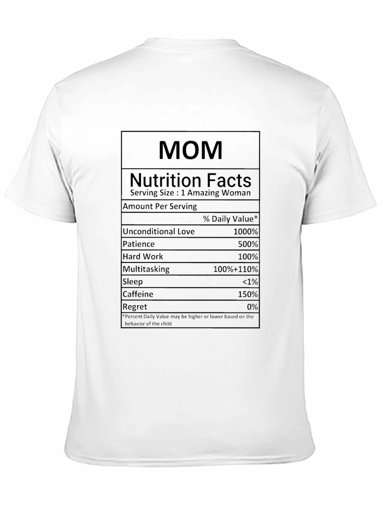 Mom Nutrition Facts Black T-Shirt