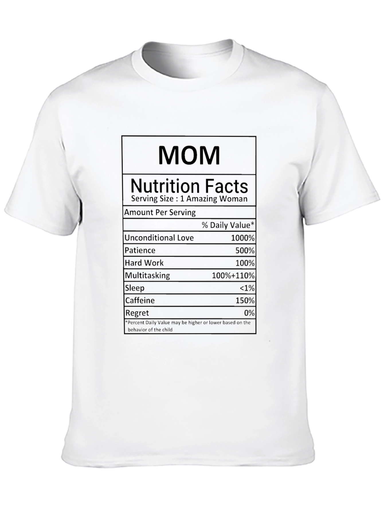 Mom Nutrition Facts Black T-Shirt