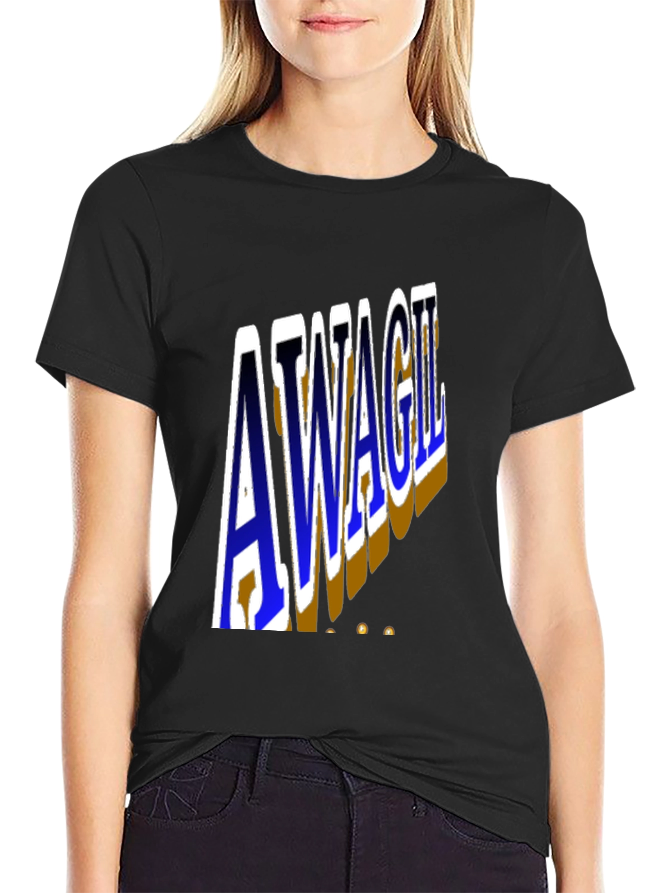 Unique AWAGIL Graphic Black T-Shirt