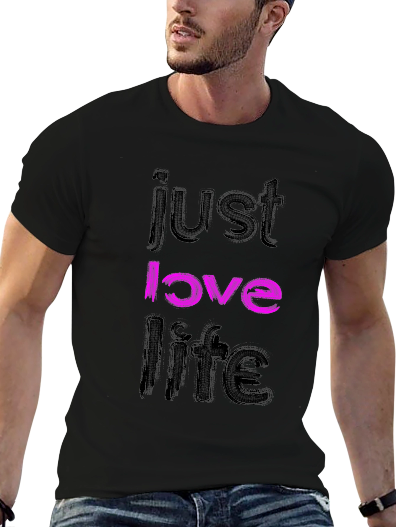 Just Love Life Black Graphic Tee