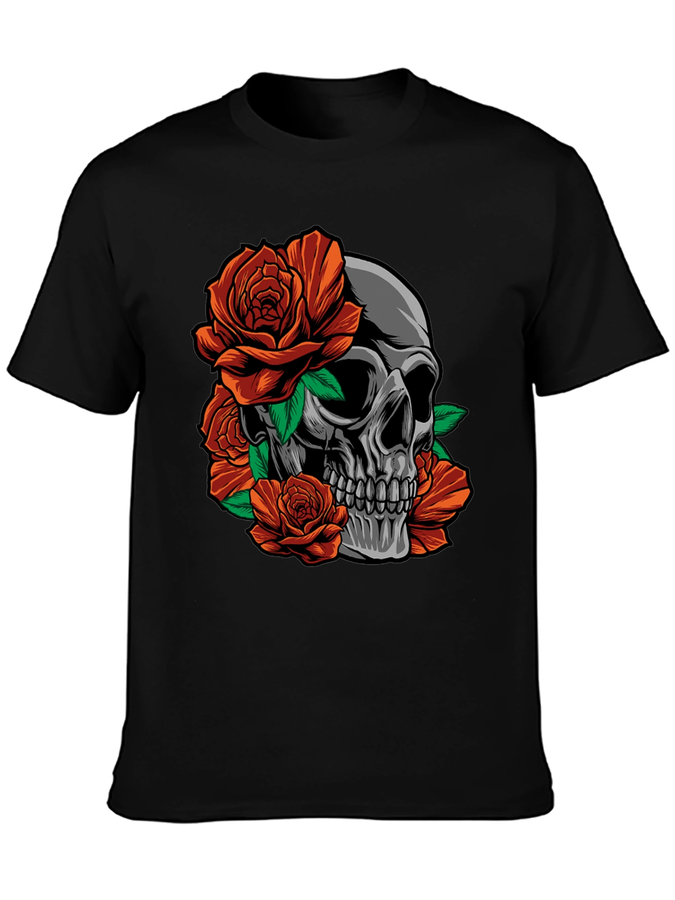 Skull & Roses Graphic T-Shirt - Edgy Style