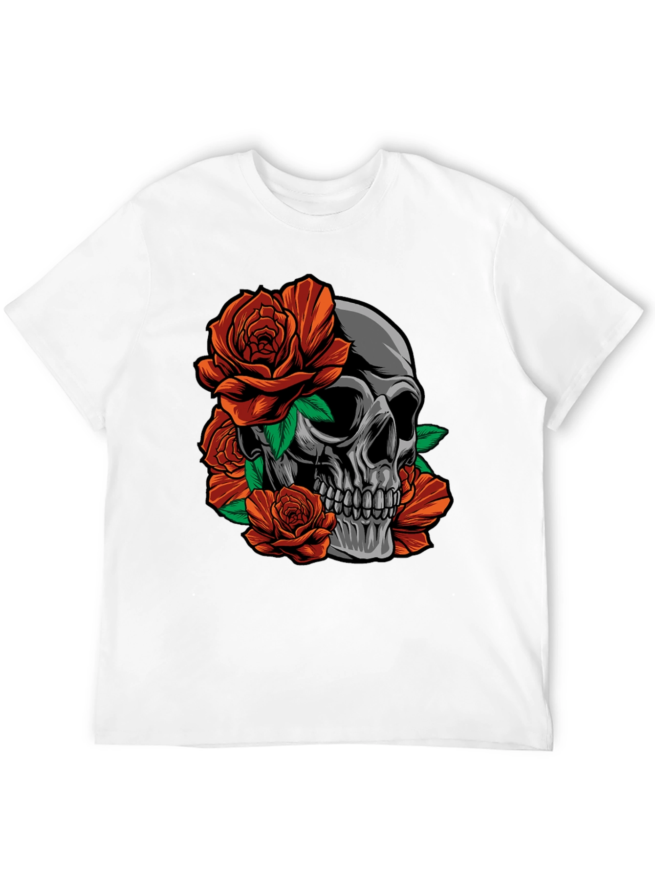Skull & Roses Graphic T-Shirt - Edgy Style