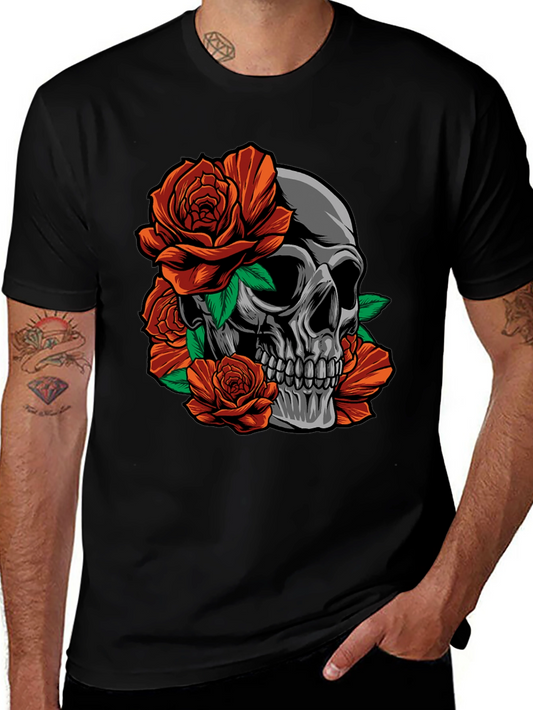 Skull & Roses Graphic T-Shirt - Edgy Style