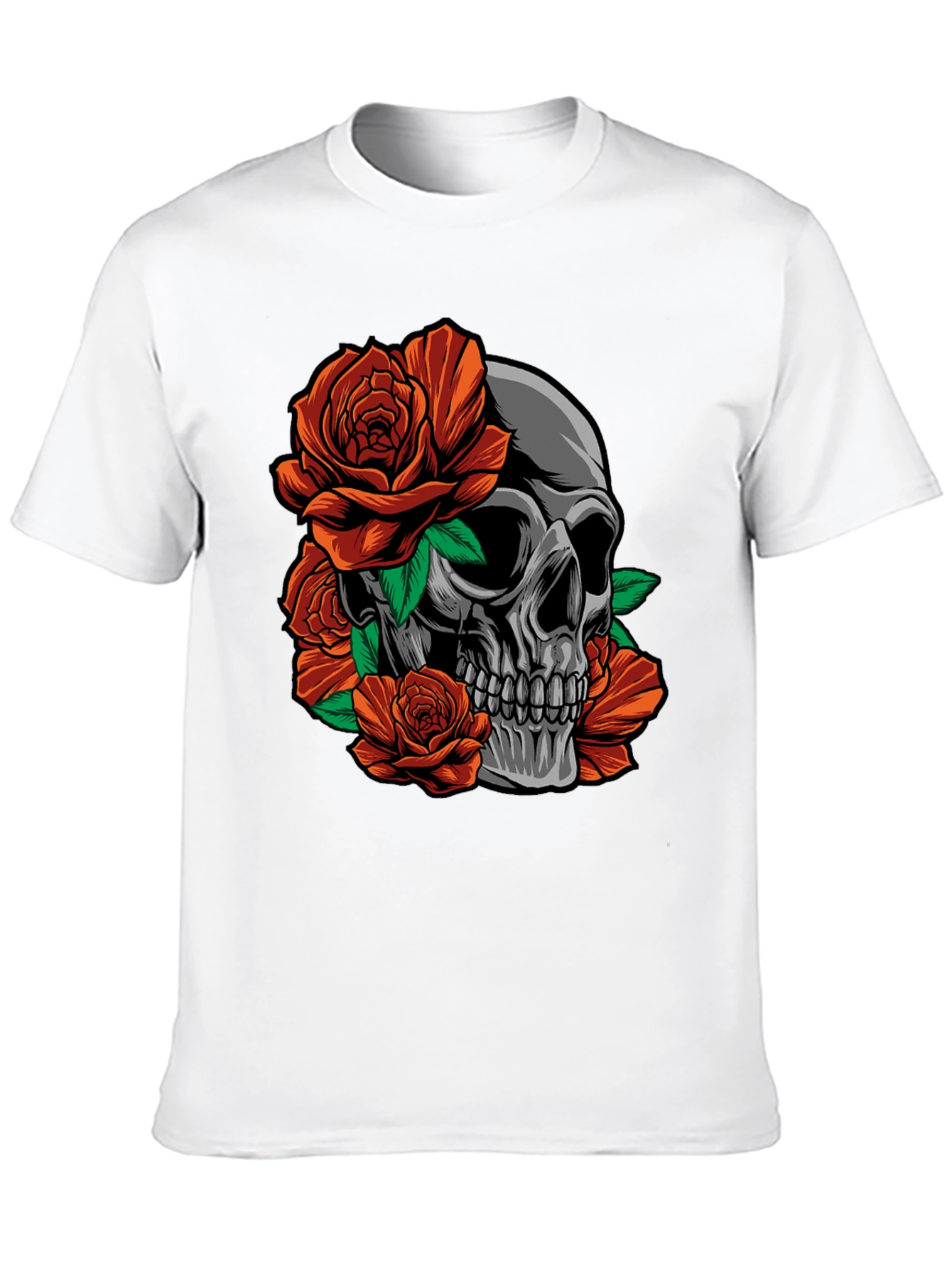 Skull & Roses Graphic T-Shirt - Edgy Style