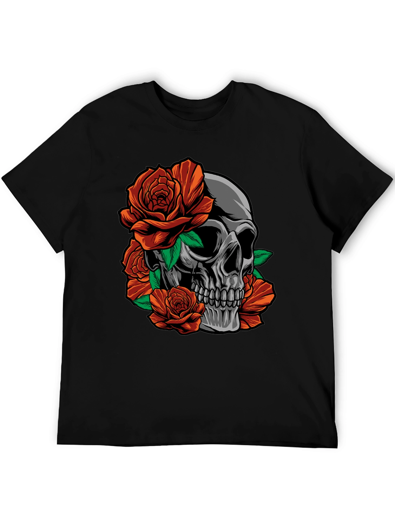 Skull & Roses Graphic T-Shirt - Edgy Style