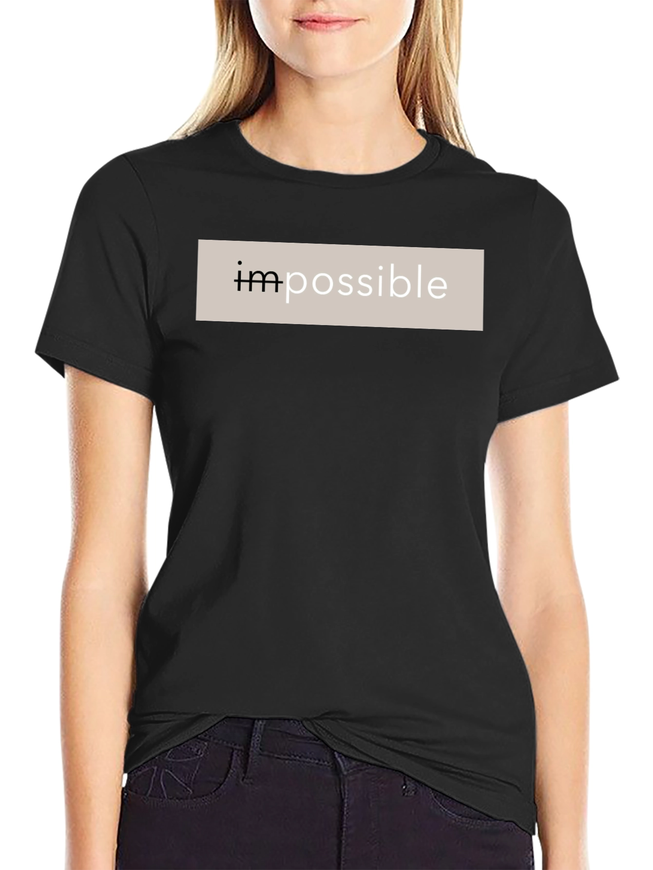 Impossible Black Cotton Graphic Tee