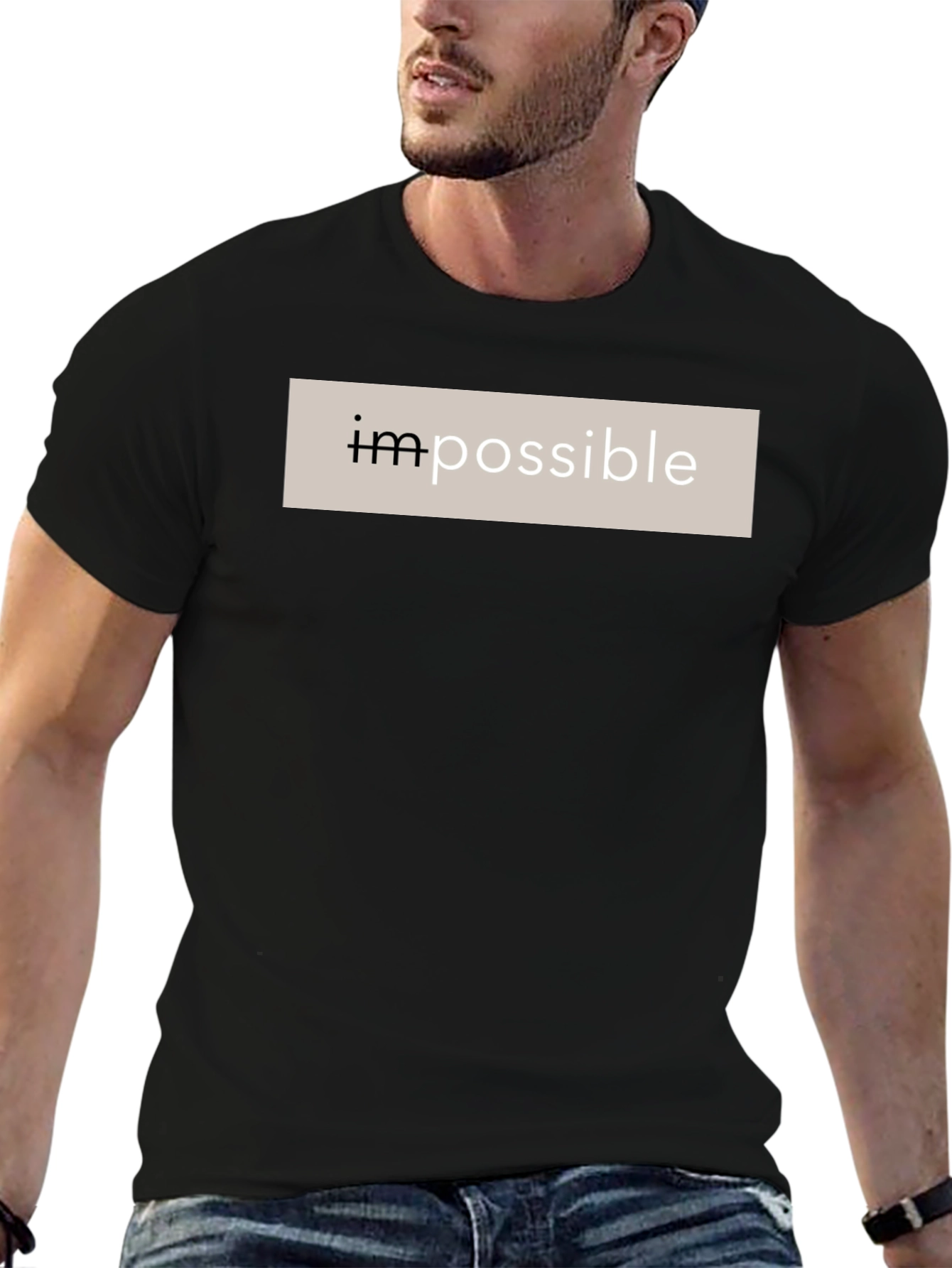 Impossible Black Cotton Graphic Tee