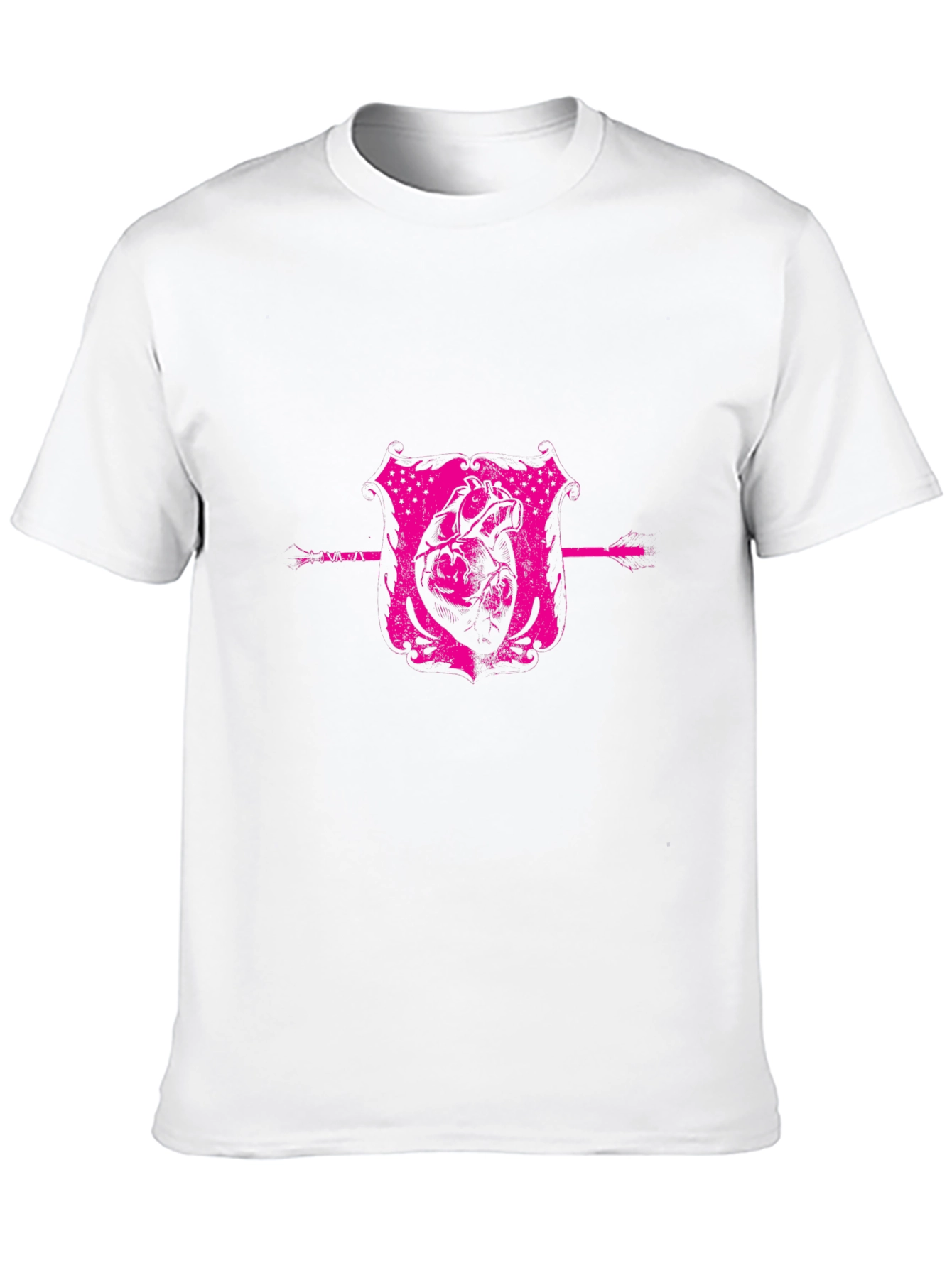 Pink Heart Crest Graphic Black T-Shirt