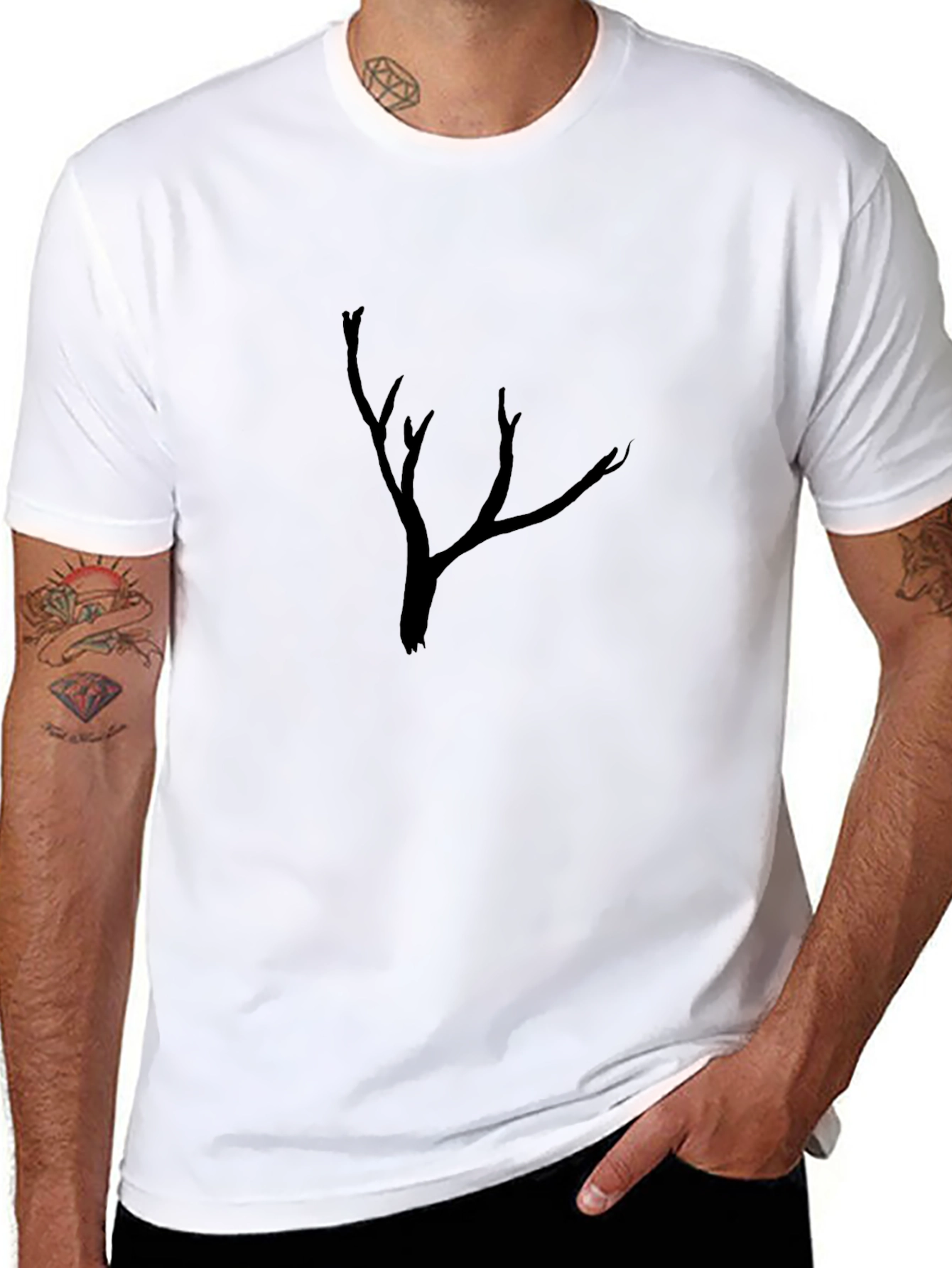 Mens Black Tree Graphic Tee - Casual Comfort