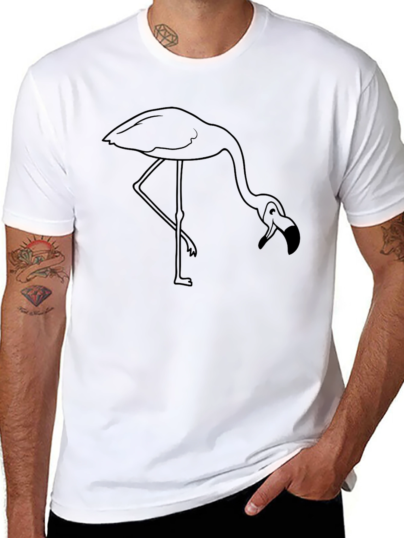 Flamingo Graphic T-Shirt - Casual Black Tee