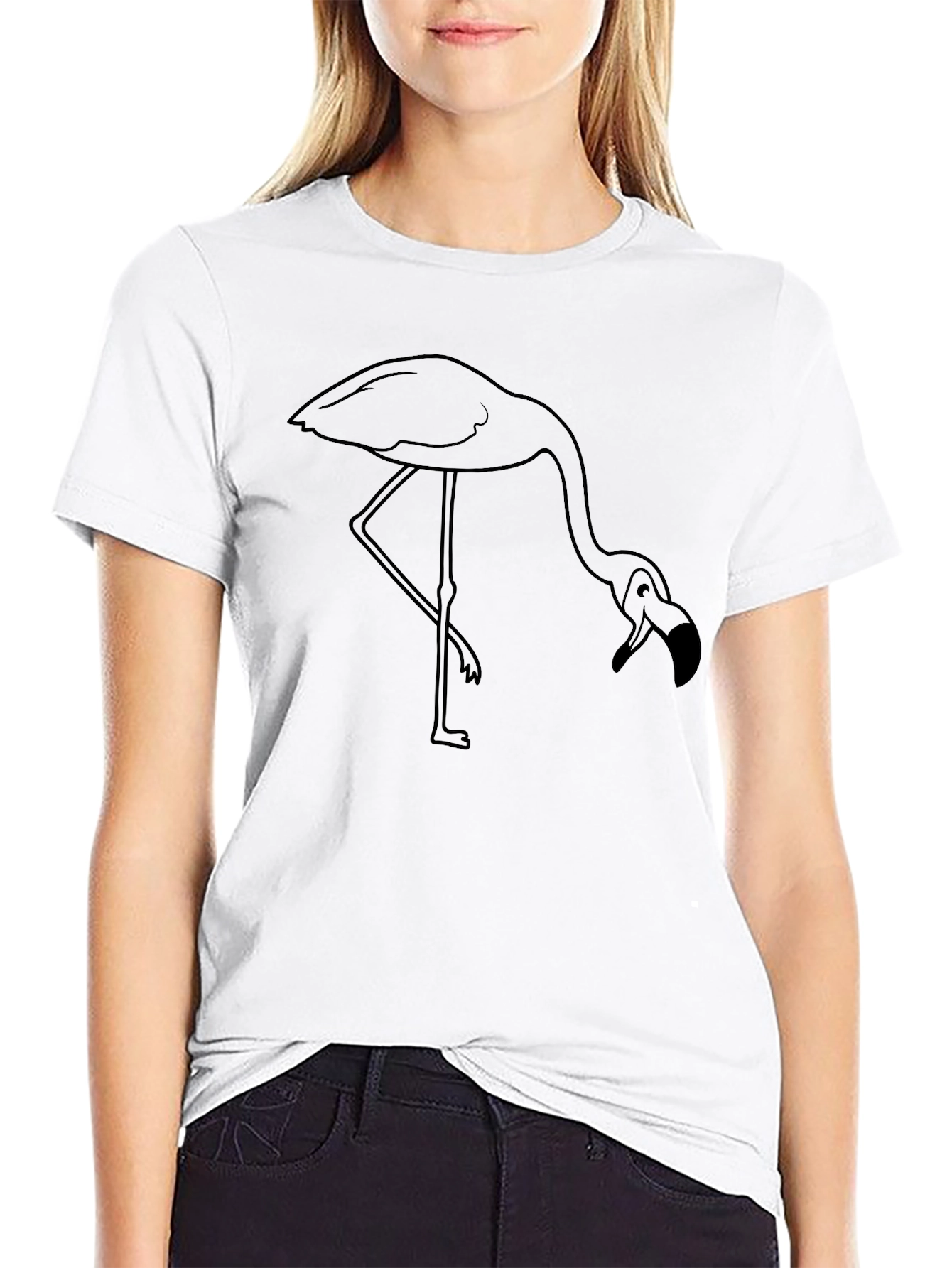 Flamingo Graphic T-Shirt - Casual Black Tee