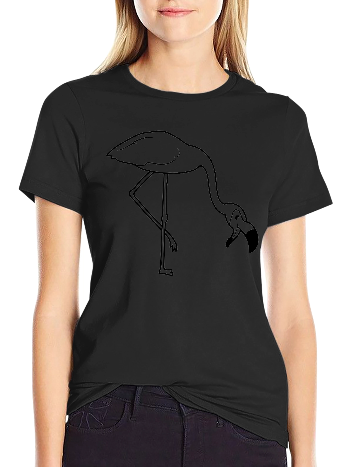 Flamingo Graphic T-Shirt - Casual Black Tee