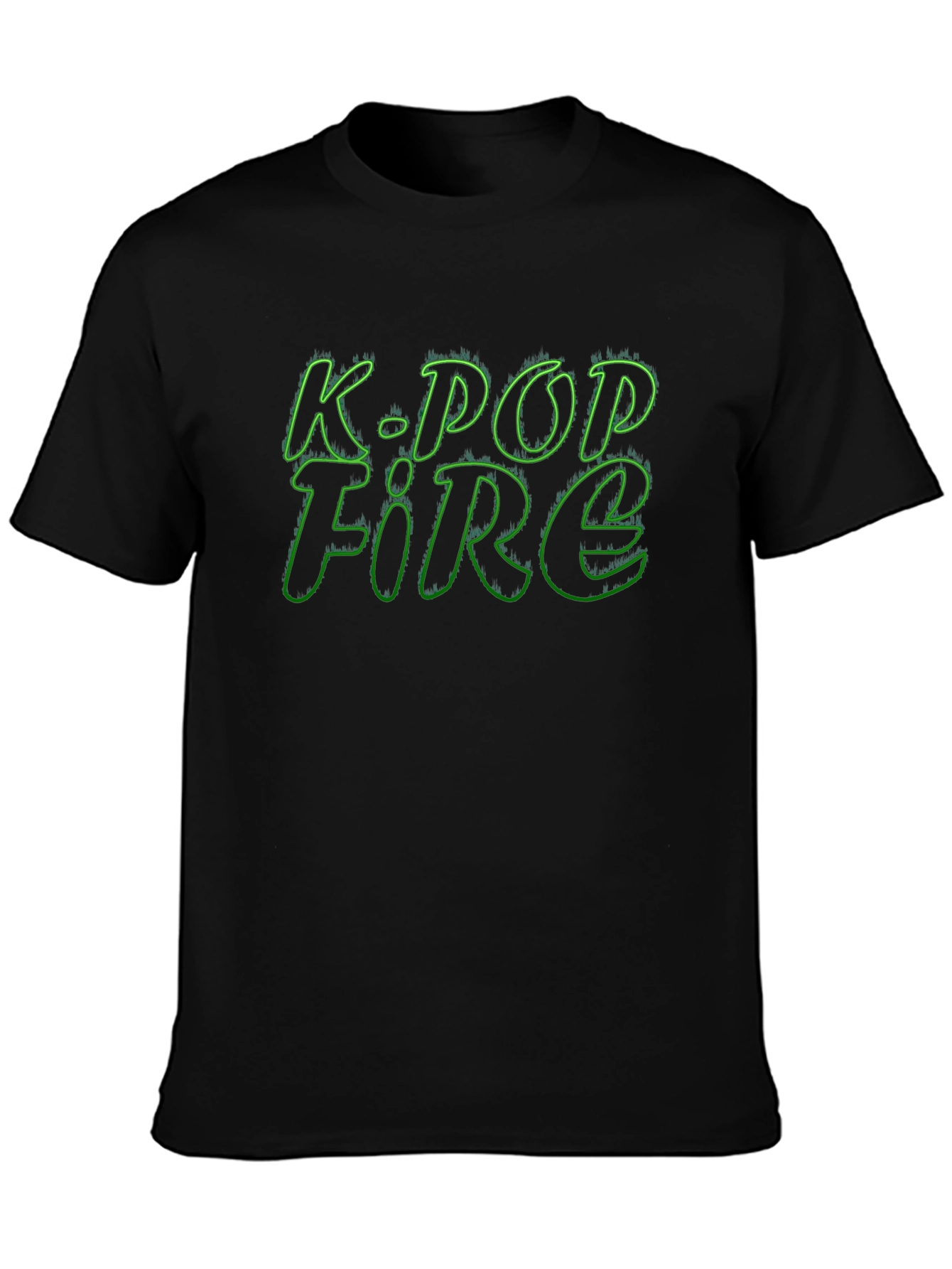 K-Pop Fire Graphic Tee - Black