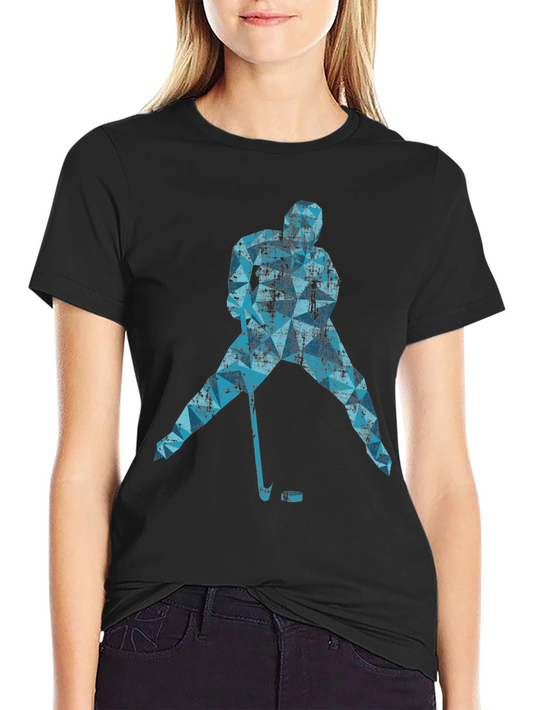 Geometric Hockey Player Graphic T-Shirt