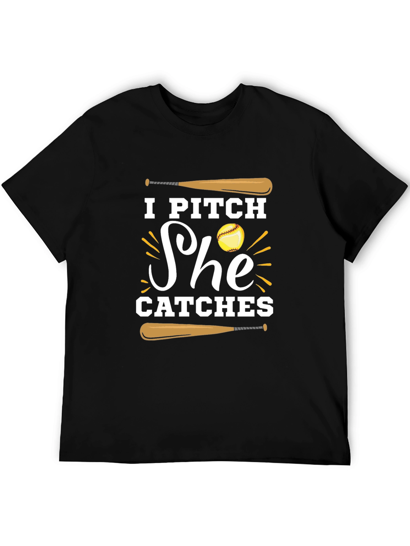 I Pitch She Catches Baseball Graphic Tee
