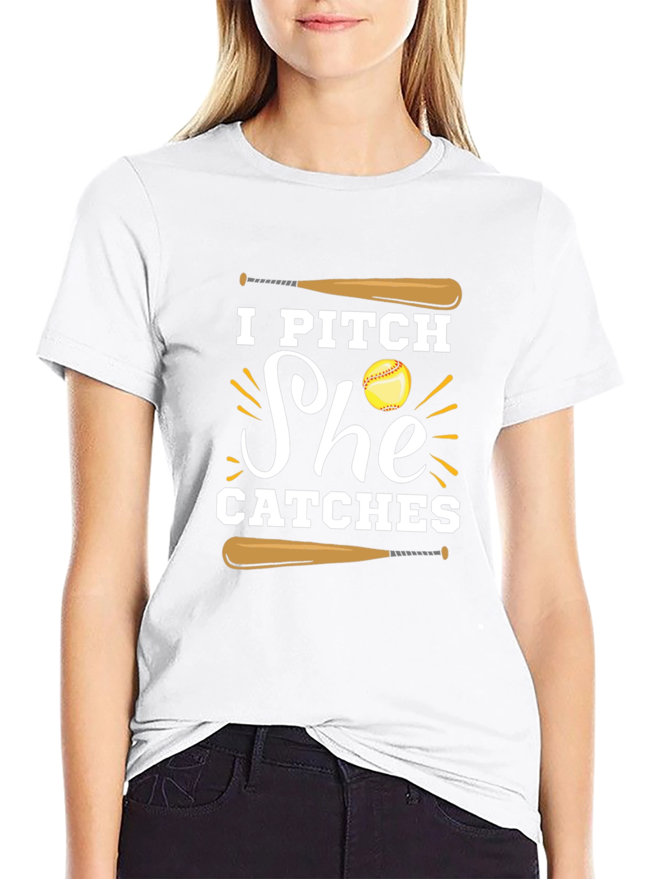 I Pitch She Catches Baseball Graphic Tee