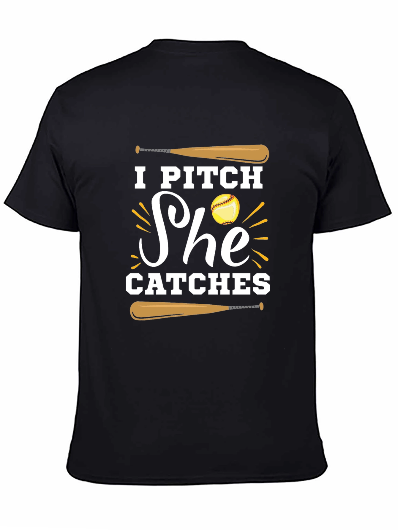 I Pitch She Catches Baseball Graphic Tee