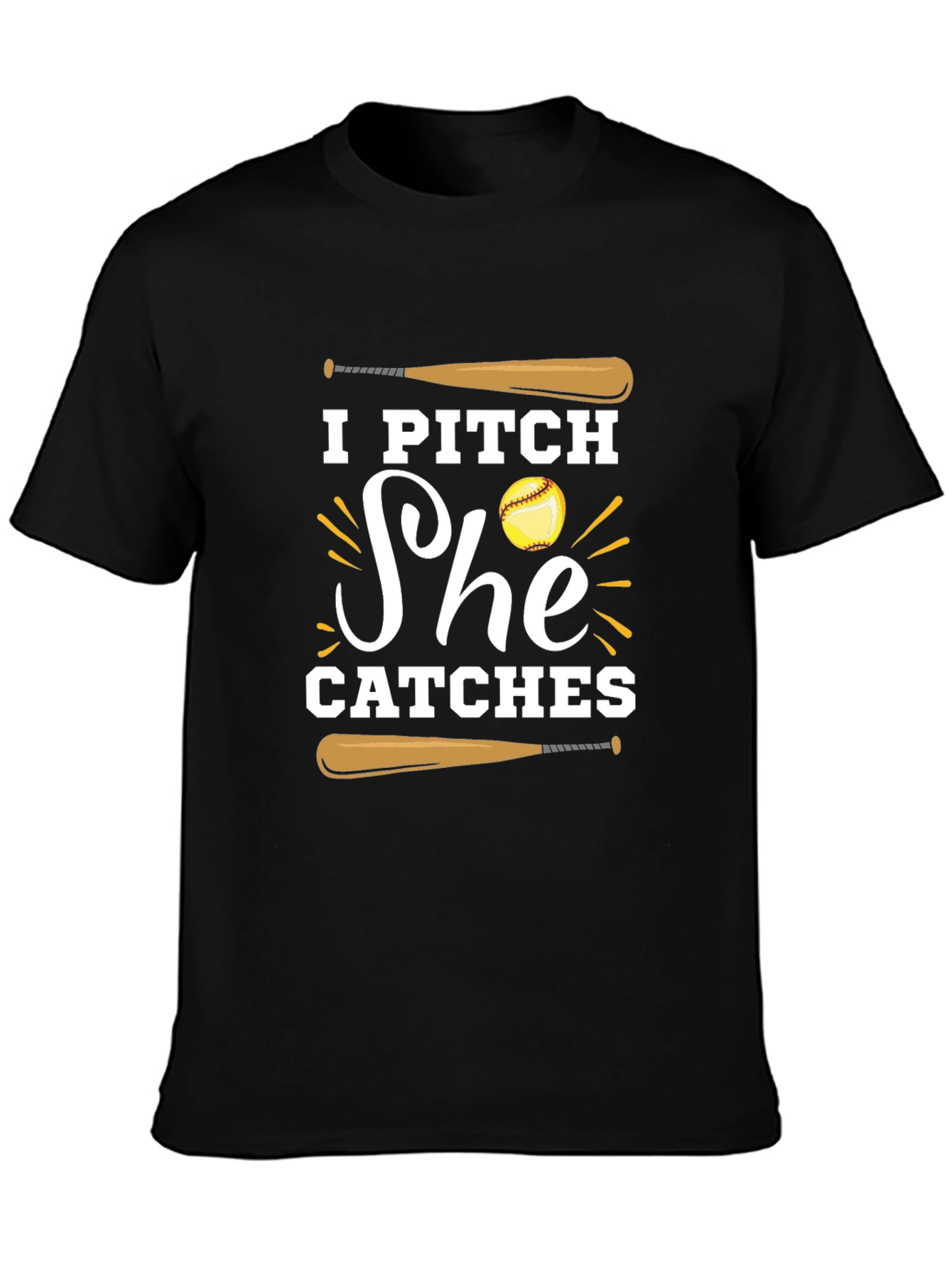 I Pitch She Catches Baseball Graphic Tee