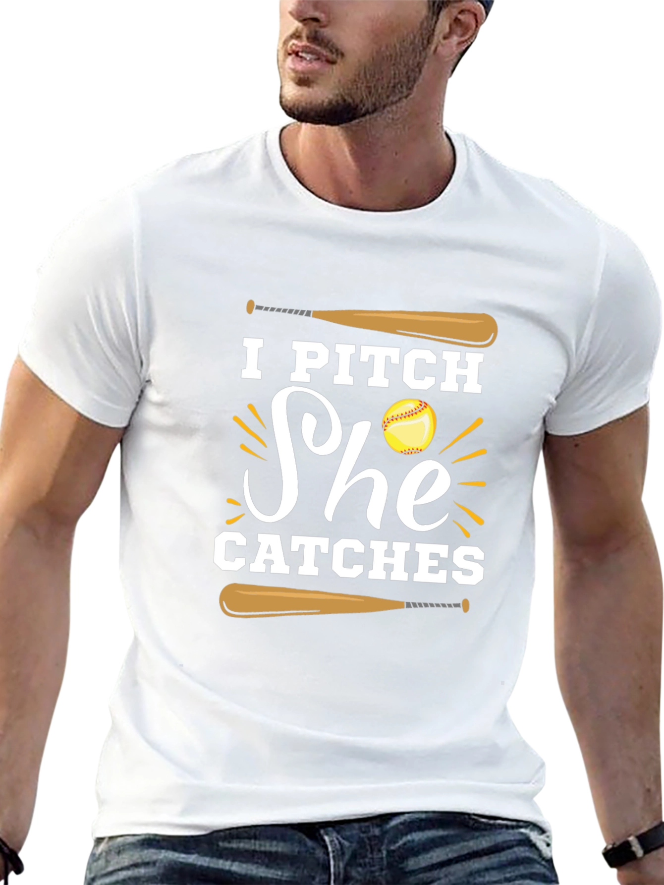 I Pitch She Catches Baseball Graphic Tee