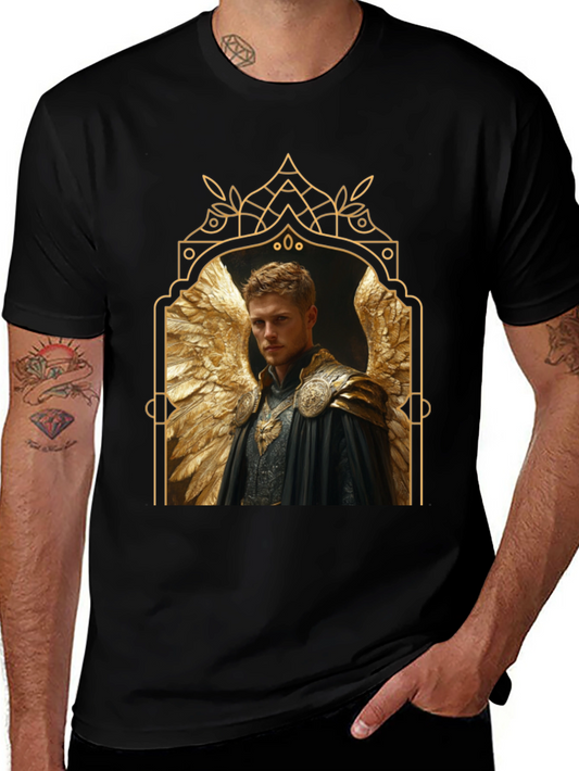 Angel Winged Warrior Black T-Shirt